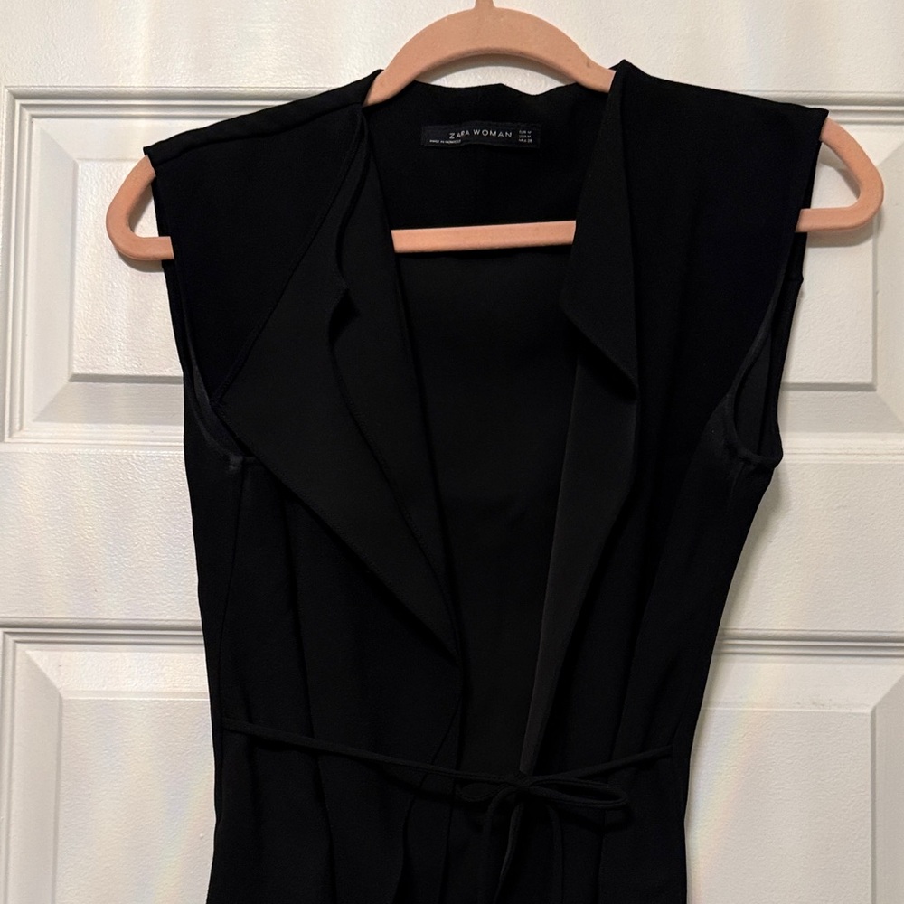 Zara Black Drape Vest with Tie Waist - Picture 2 of 3